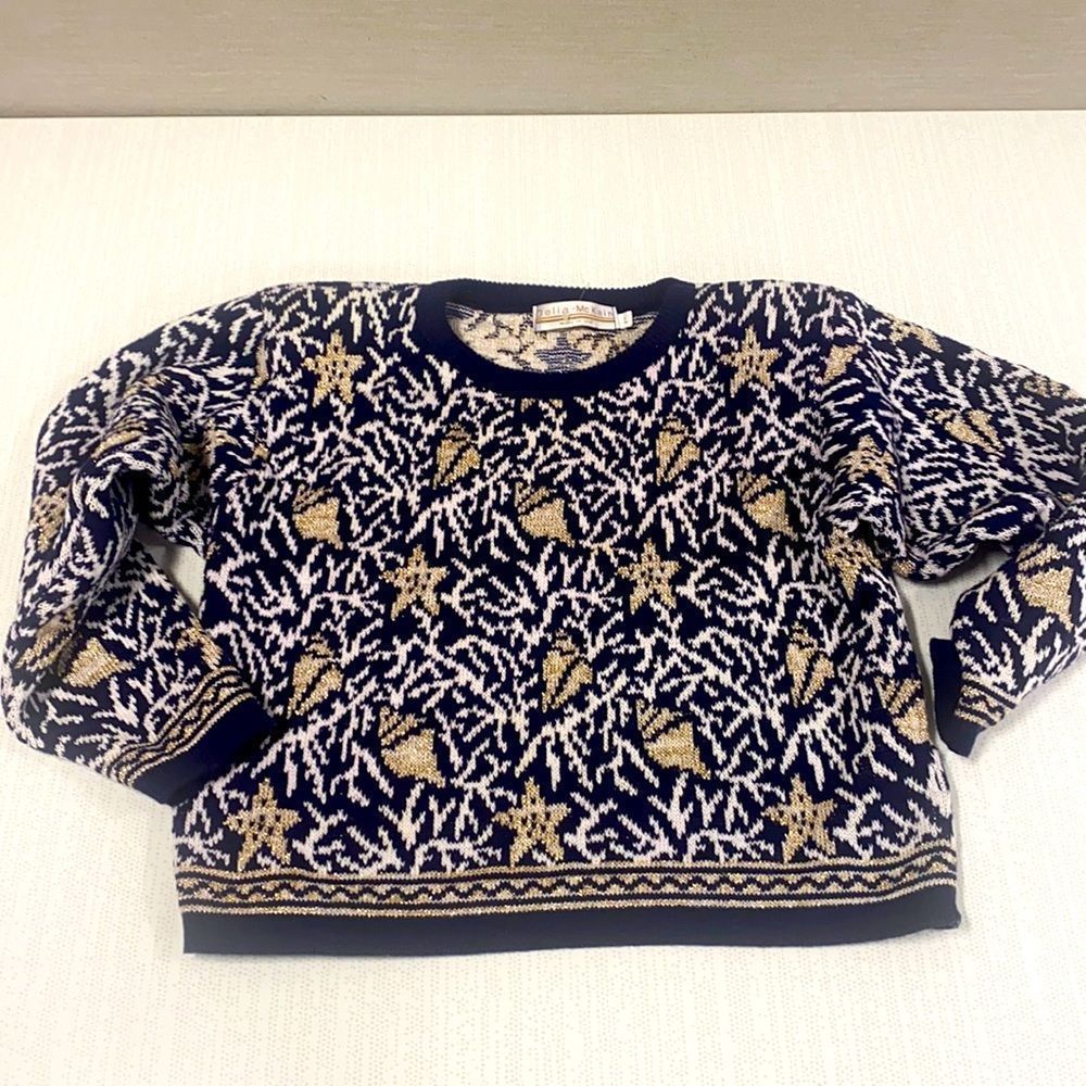 Vintage cropped ugly Christmas sweater with shoulder pads